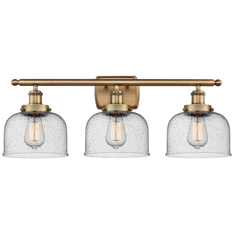 Image 1 Ballston Urban Bell 28" 3 Light Brushed Brass LED Bath Light w/ Seedy