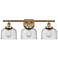 Ballston Urban Bell 28" 3 Light Brushed Brass LED Bath Light w/ Seedy