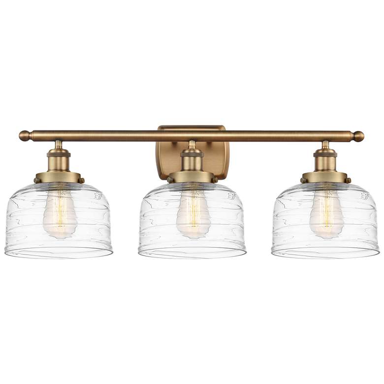 Image 1 Ballston Urban Bell 28" 3 Light Brushed Brass LED Bath Light w/ Swirl