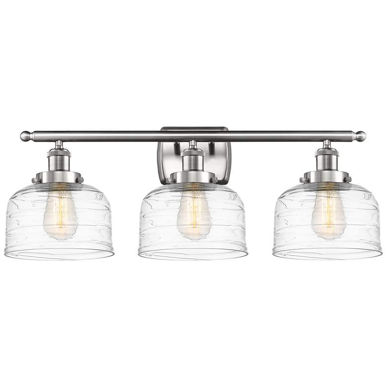 Image 1 Ballston Urban Bell 28" 3 Light Brushed Nickel Bath Light w/ Swirl Sha