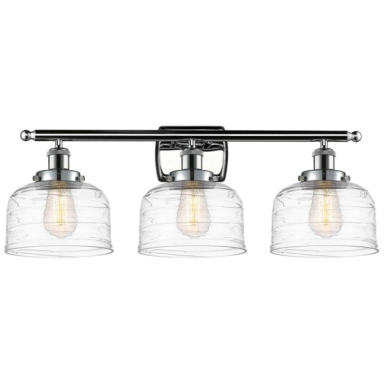 Image 1 Ballston Urban Bell 28" 3 Light Chrome LED Bath Light w/ Swirl Shade