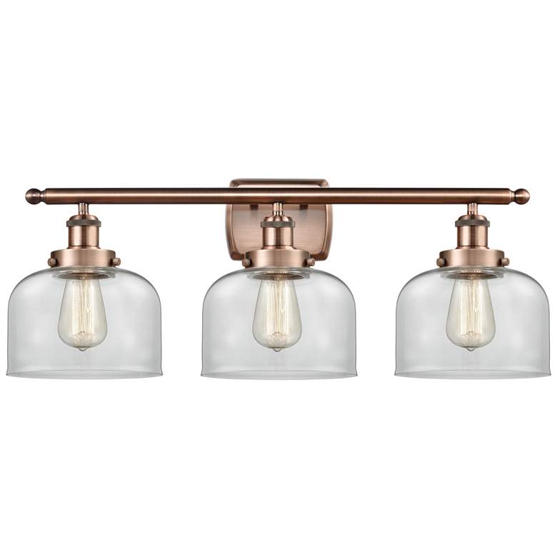 Image 1 Ballston Urban Bell 28" 3 Light Copper Bath Light w/ Clear Shade