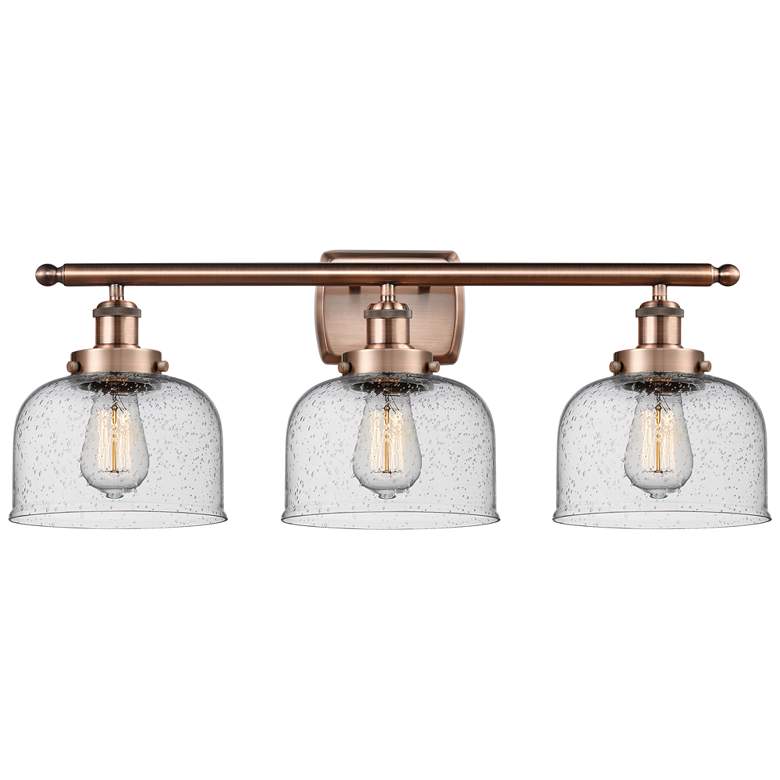 Image 1 Ballston Urban Bell 28" 3 Light Copper Bath Light w/ Seedy Shade