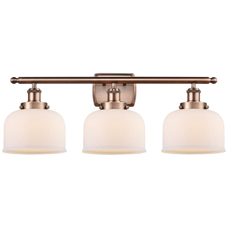 Image 1 Ballston Urban Bell 28" 3 Light Copper Bath Light w/ White Shade