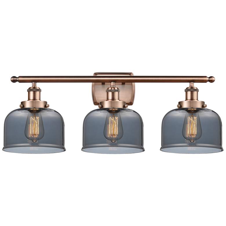 Image 1 Ballston Urban Bell 28" 3 Light Copper LED Bath Light w/ Smoke Shade