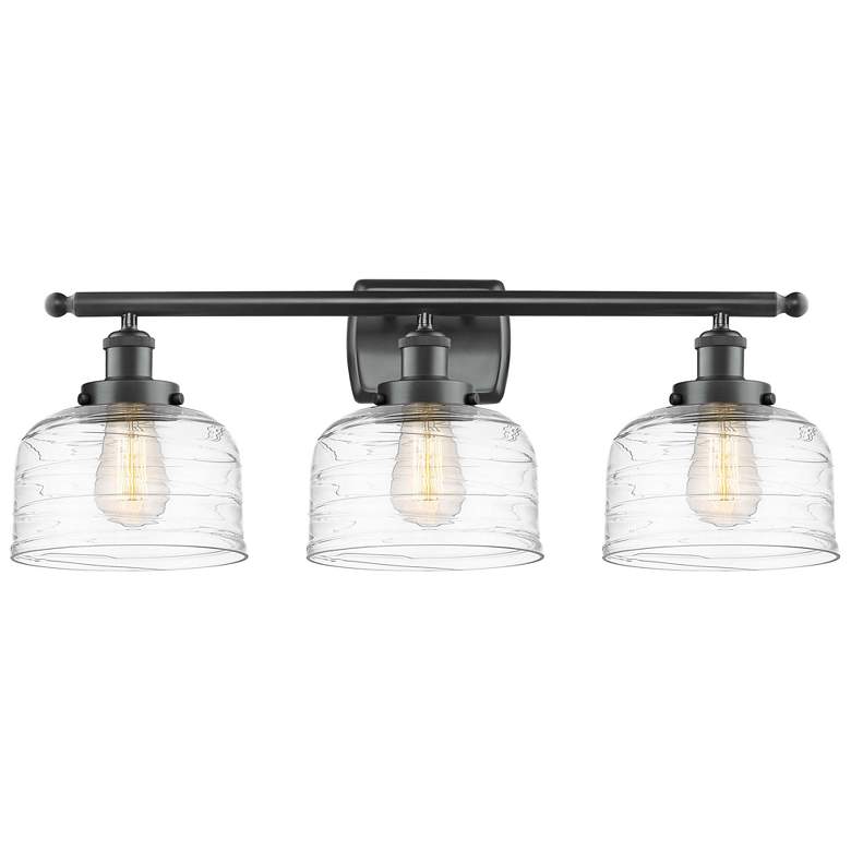 Image 1 Ballston Urban Bell 28" 3 Light Matte Black LED Bath Light w/ Swirl Sh