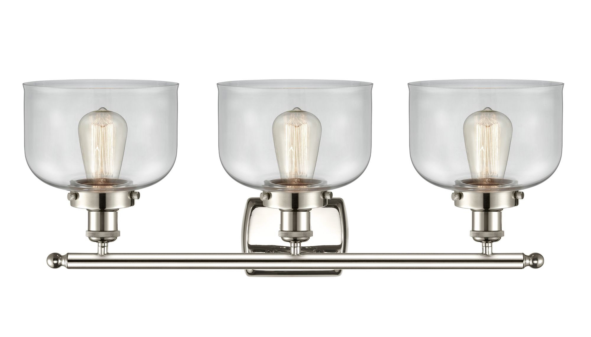 Image 2 Ballston Urban Bell 28" 3 Light Nickel Bath Light w/ Clear Shade more views
