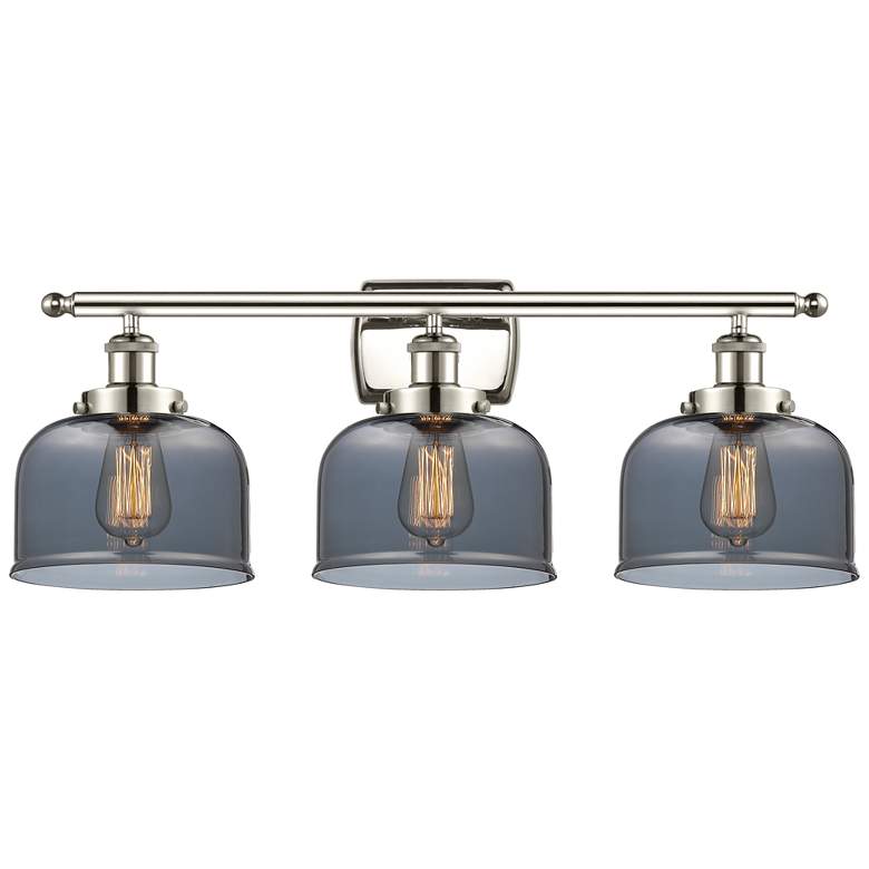 Image 1 Ballston Urban Bell 28 inch 3 Light Nickel Bath Light w/ Smoke Shade