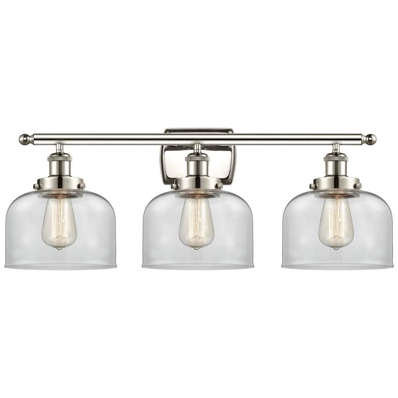 Image 1 Ballston Urban Bell 28" 3 Light Nickel LED Bath Light w/ Clear Shade