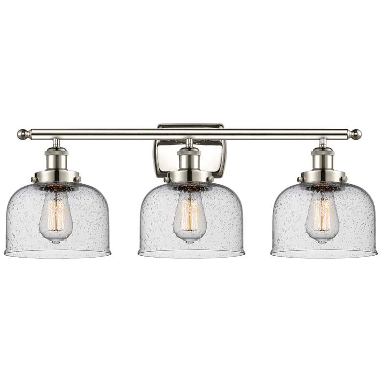 Image 1 Ballston Urban Bell 28" 3 Light Nickel LED Bath Light w/ Seedy Shade