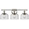 Ballston Urban Bell 28" 3 Light Nickel LED Bath Light w/ Seedy Shade