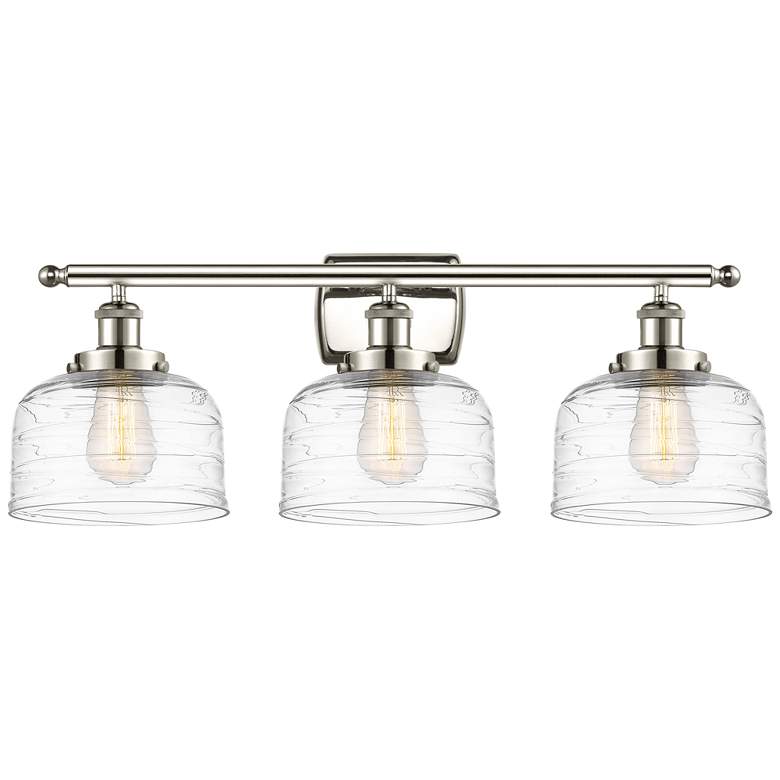 Image 1 Ballston Urban Bell 28" 3 Light Nickel LED Bath Light w/ Swirl Shade