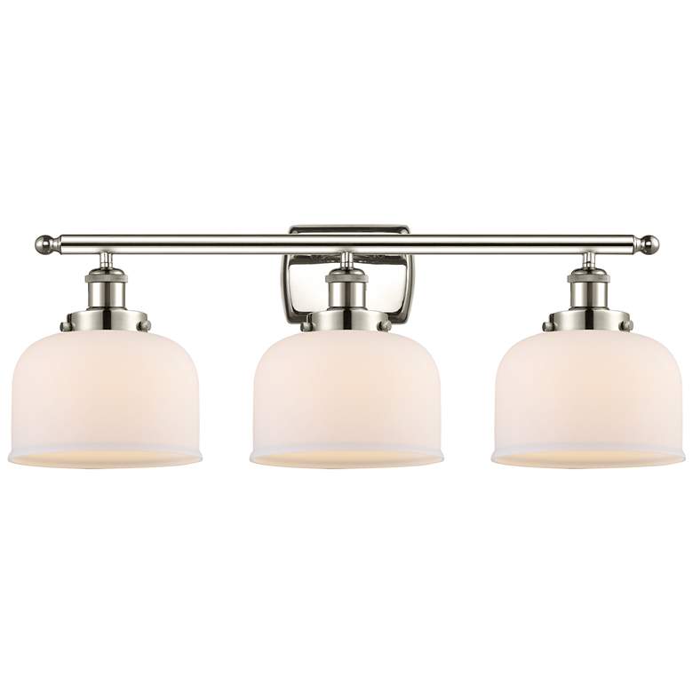 Image 1 Ballston Urban Bell 28" 3 Light Nickel LED Bath Light w/ White Shade
