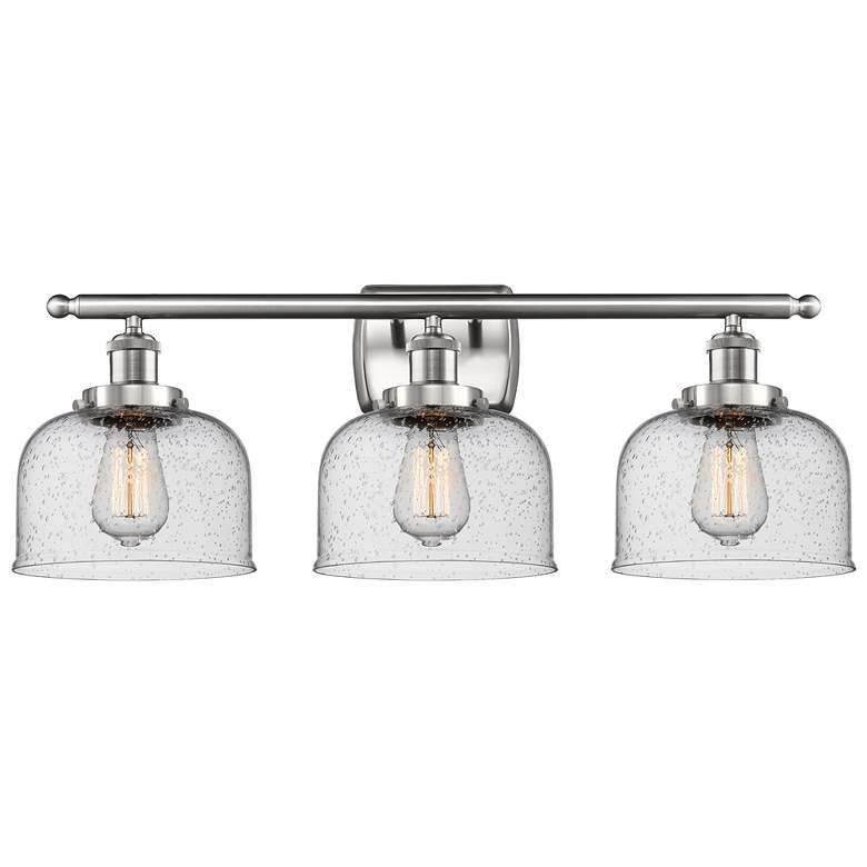 Image 1 Ballston Urban Bell 28"W 3 Light Brushed Nickel Bath Light w/ Seedy Sh