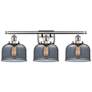 Ballston Urban Bell 28"W 3 Light Brushed Nickel Bath Light w/ Smoke Sh