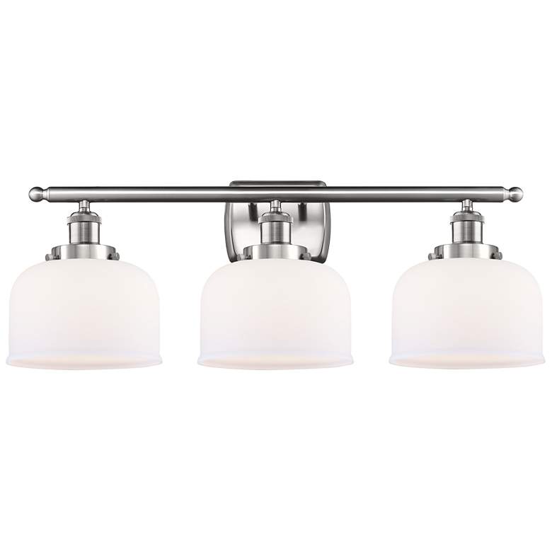 Image 1 Ballston Urban Bell 28"W 3 Light Brushed Nickel Bath Light w/ White Sh