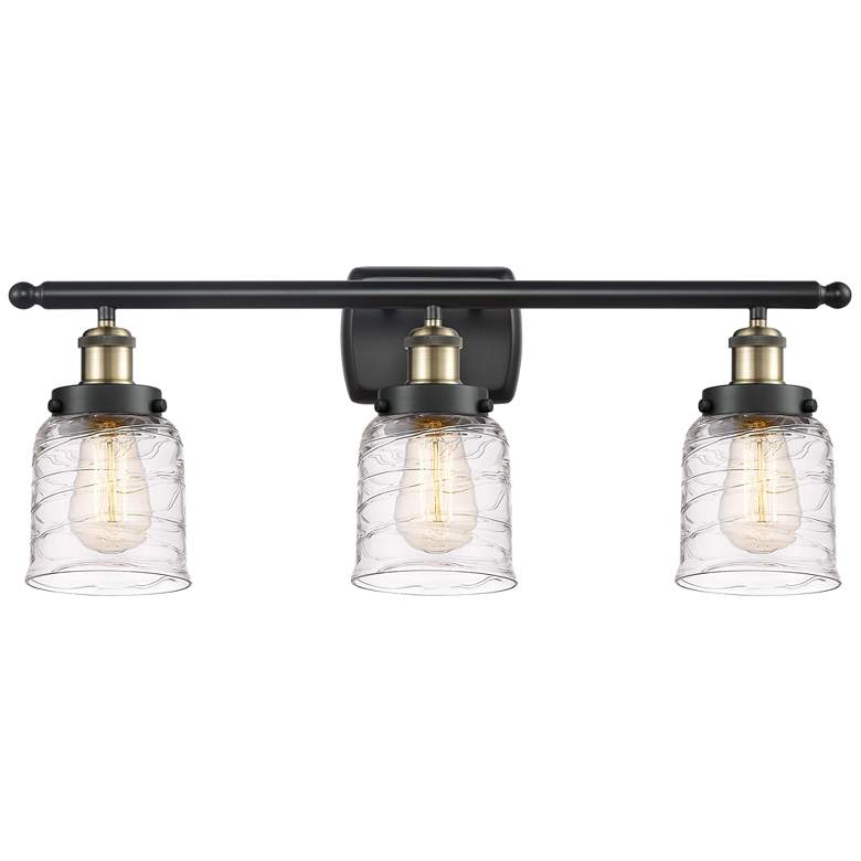 Image 1 Ballston Urban Bell 3 Light 26" Bath Light - Black Brass - Deco Swirl