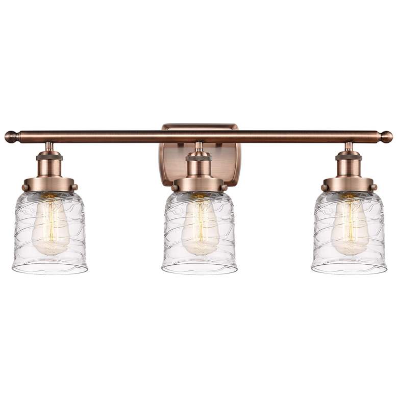 Image 1 Ballston Urban Bell 3 Light 26" Bath Light - Copper - Deco Swirl Shade