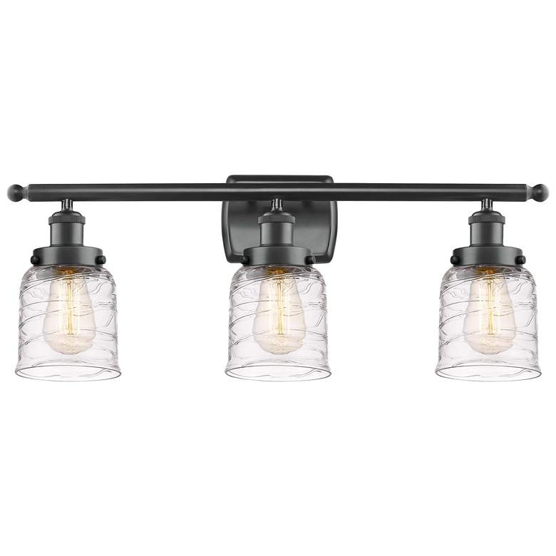 Image 1 Ballston Urban Bell 3 Light 26" Bath Light - Matte Black - Deco Swirl