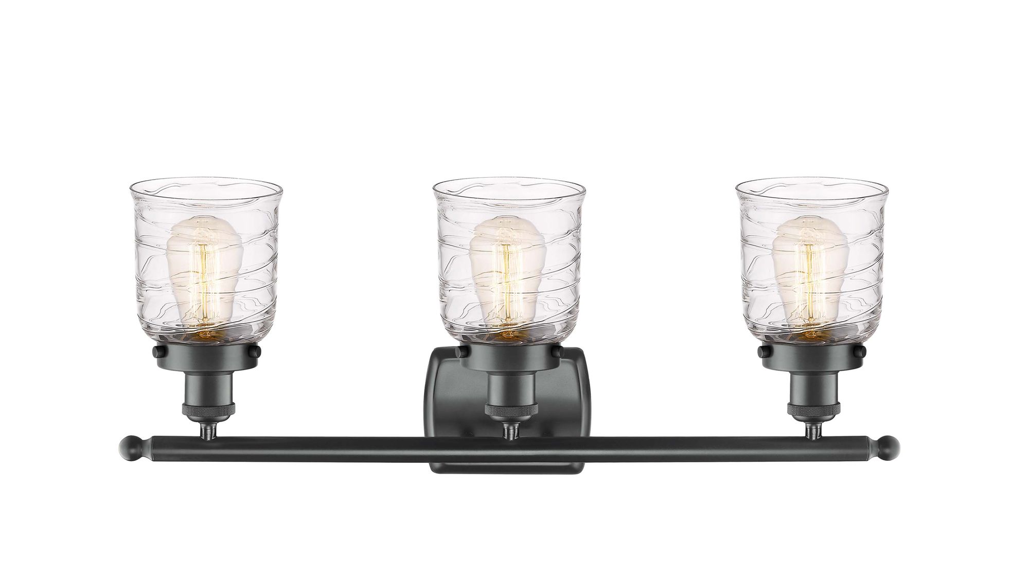 Image 2 Ballston Urban Bell 3 Light 26" Bath Light - Matte Black - Deco Swirl  more views