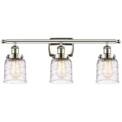 Ballston Urban Bell 3 Light 26" LED Bath Light - Nickel - Clear Swirl