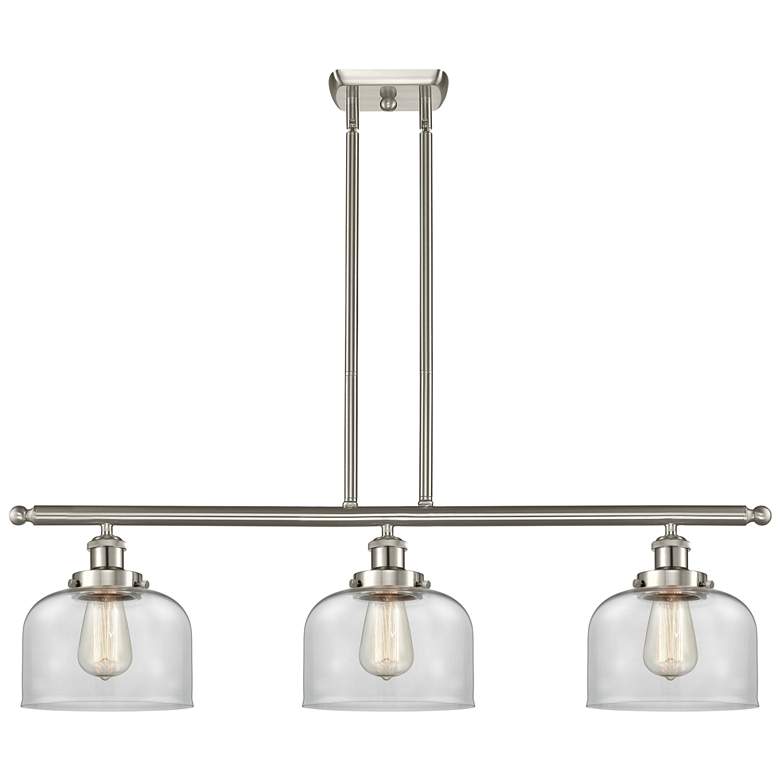 Image 1 Ballston Urban Bell 36" 3 Light Satin Nickel Island Light w/ 8" C