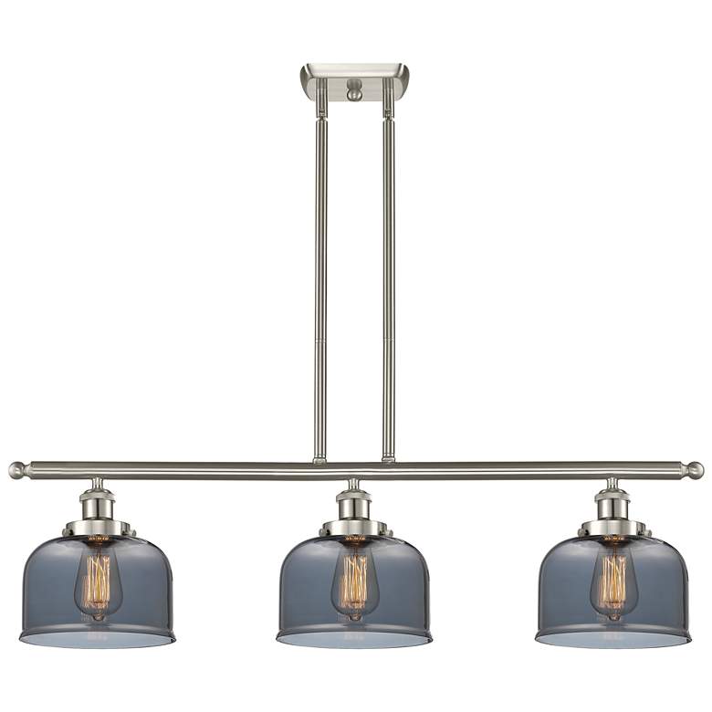 Image 1 Ballston Urban Bell 36" 3 Light Satin Nickel Island Light w/ 8" S