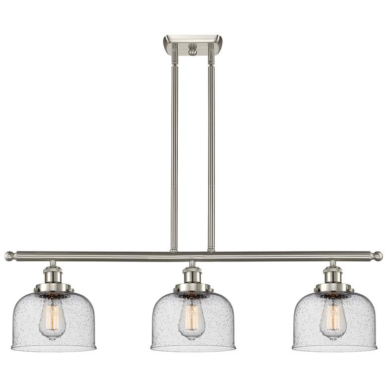 Image 1 Ballston Urban Bell 36" 3 Light Satin Nickel Island Light w/ 8" S