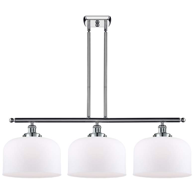 Image 1 Ballston Urban Bell 36"W 3 Light Chrome Island Light w/ 12" White