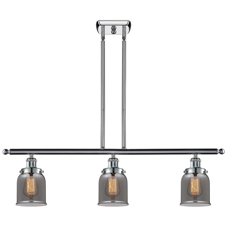 Image 1 Ballston Urban Bell 36"W 3 Light Chrome Island Light w/ 5" Smoke
