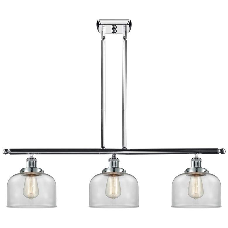Image 1 Ballston Urban Bell 36"W 3 Light Chrome Island Light w/ 8" Clear