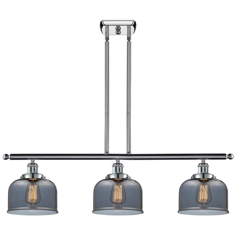Image 1 Ballston Urban Bell 36"W 3 Light Chrome Island Light w/ 8" Smoke