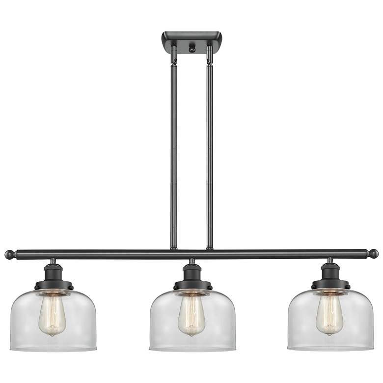 Image 1 Ballston Urban Bell 36"W 3 Light Matte Black Island Light w/ 8" C