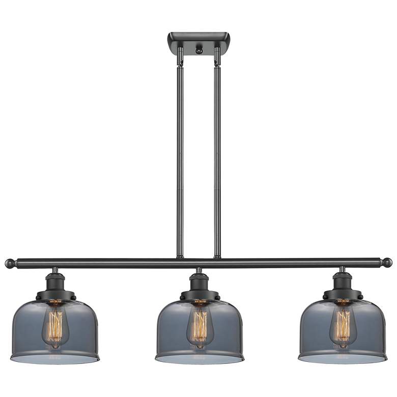 Image 1 Ballston Urban Bell 36"W 3 Light Matte Black Island Light w/ 8" S