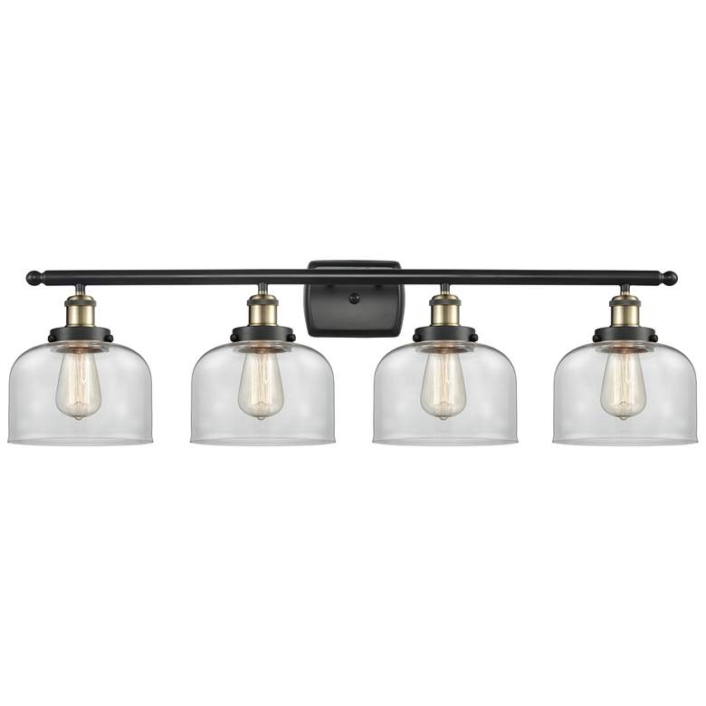 Image 1 Ballston Urban Bell 38" 4 Light Black Brass Bath Light w/ Clear Shade