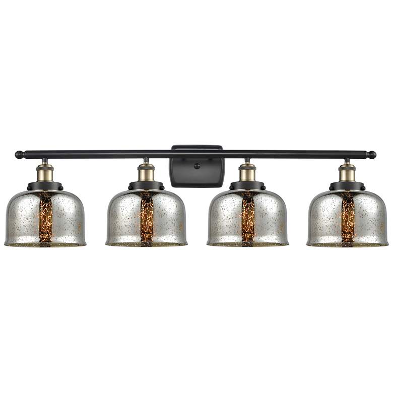 Image 1 Ballston Urban Bell 38 inch 4 Light Black Brass Bath Light w/ Silver Shade