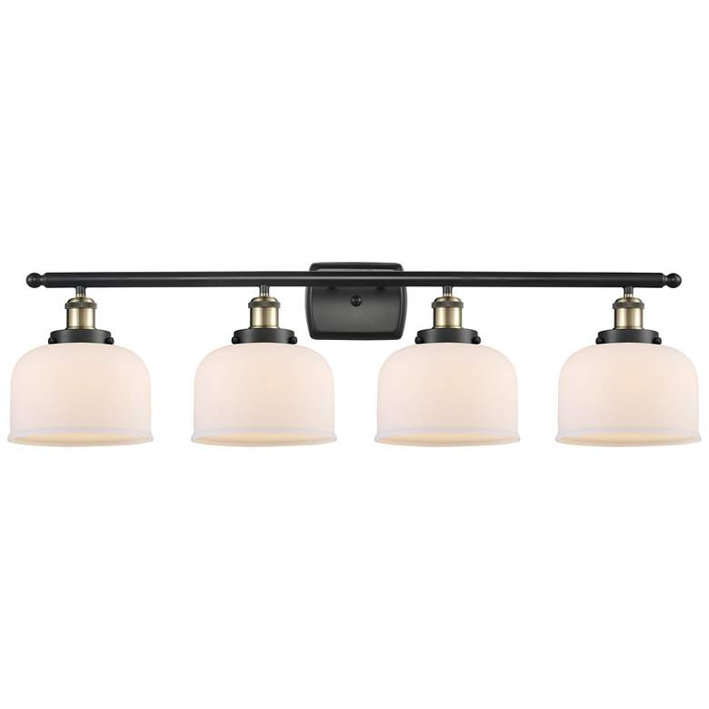 Image 1 Ballston Urban Bell 38" 4 Light Black Brass LED Bath Light w/ White Sh