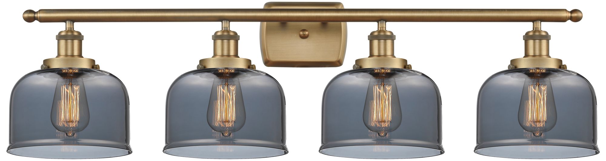 Ballston Urban Bell 38" 4 Light Brushed Brass Bath Light w/ Smoke Shad