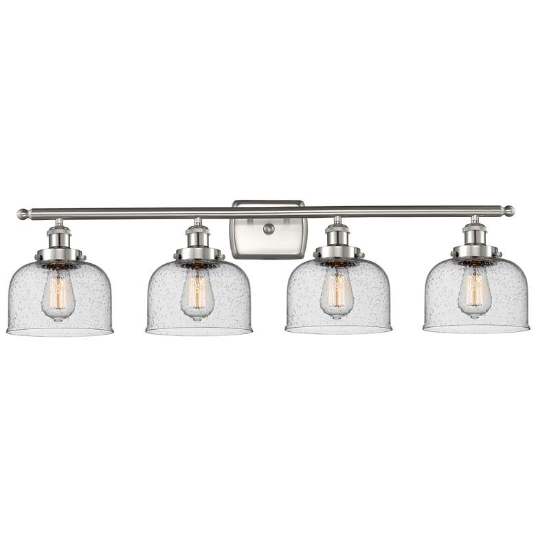 Image 1 Ballston Urban Bell 38" 4 Light Brushed Nickel Bath Light w/ Seedy Sha