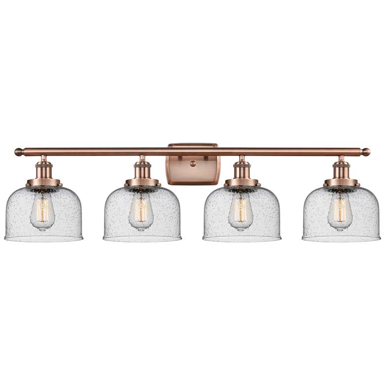 Image 1 Ballston Urban Bell 38" 4 Light Copper LED Bath Light w/ Seedy Shade