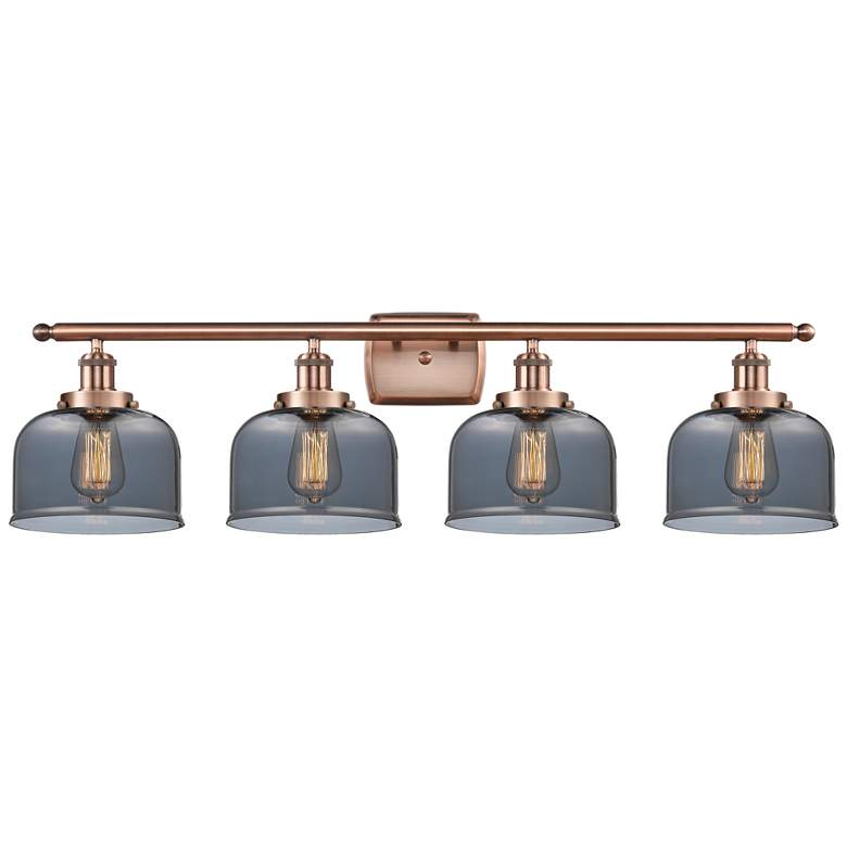 Image 1 Ballston Urban Bell 38" 4 Light Copper LED Bath Light w/ Smoke Shade