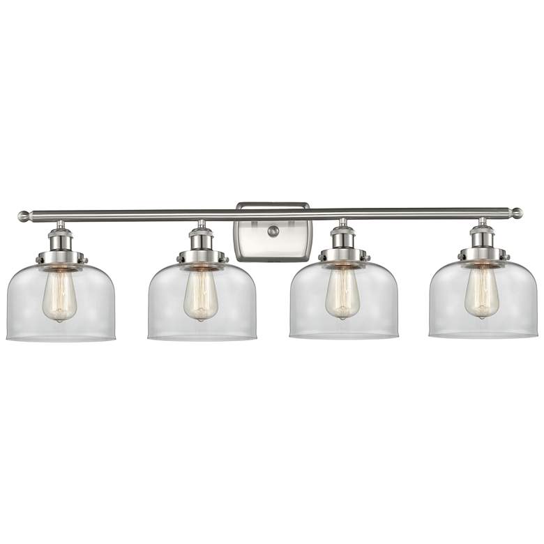 Image 1 Ballston Urban Bell 38" 4 Light Nickel LED Bath Light w/ Clear Shade
