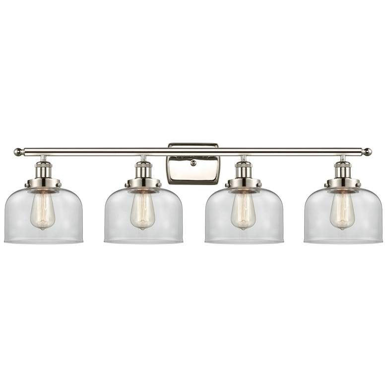 Image 1 Ballston Urban Bell 38" 4 Light Nickel LED Bath Light w/ Clear Shade