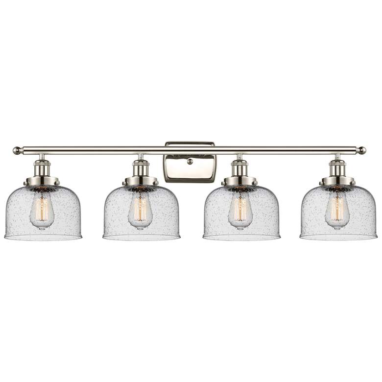 Image 1 Ballston Urban Bell 38" 4 Light Nickel LED Bath Light w/ Seedy Shade