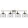 Ballston Urban Bell 38" 4 Light Nickel LED Bath Light w/ Seedy Shade