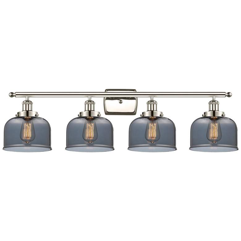 Image 1 Ballston Urban Bell 38" 4 Light Nickel LED Bath Light w/ Smoke Shade