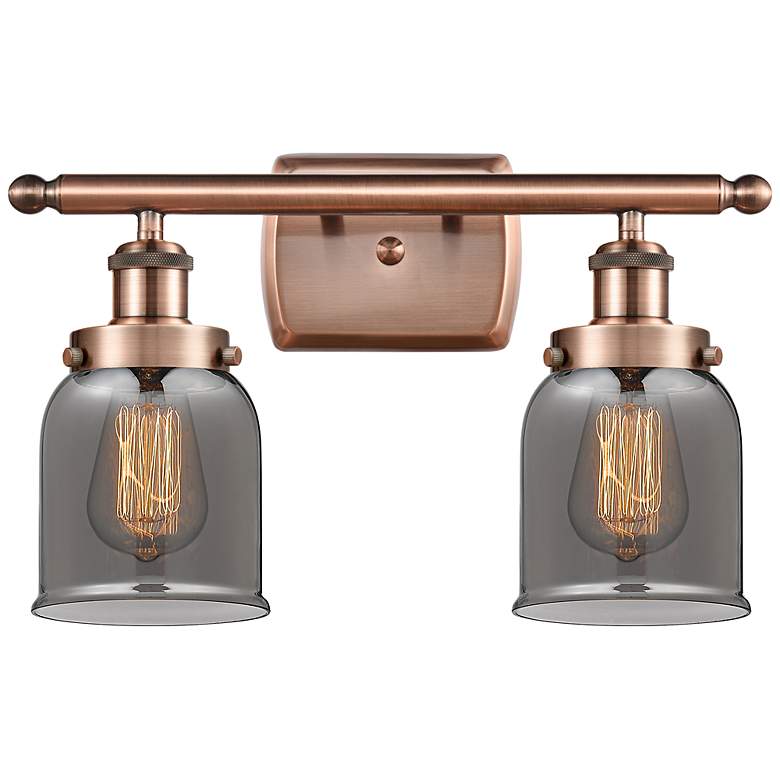 Image 1 Ballston Urban Bell 5" 2 Light 16" Bath Light - Copper - Smoke Sh