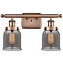 1_Ballston Urban Bell 5" 2 Light 16" Bath Light - Copper - Smoke Sh