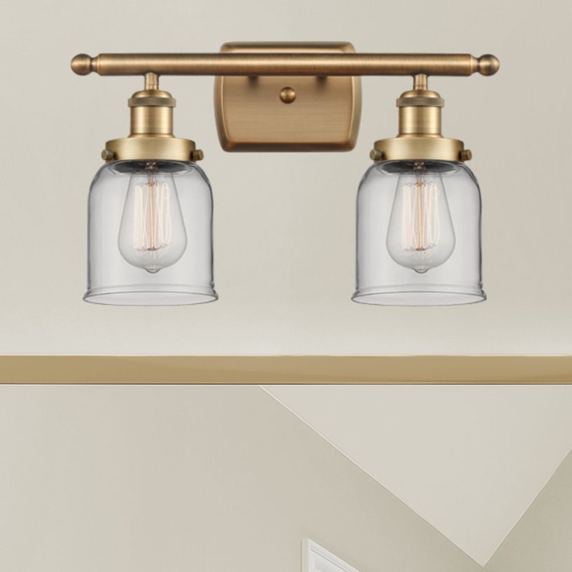 Ballston Urban Bell 5" 2 Light 16" LED Bath Light - Brushed Brass