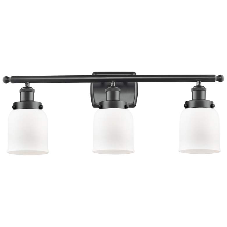 Image 1 Ballston Urban Bell 5" 26"W 3 Light Matte Black Bath Light w/ Whi